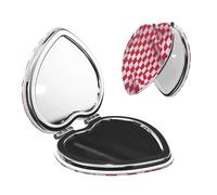SDFHU Miroir de maquillage portable à carreaux rouges avec imprimé carrés blancs - Accessoire fonctionnel unique