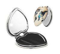 SDFHU Miroir de maquillage portable avec impression carte du monde abstraite, adorable apparence, accessoire fonctionnel unique