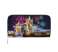 SDFHU Night London Tower Bridge Portefeuille tendance pour femme 20 x 9 cm, noir, One Size, Art