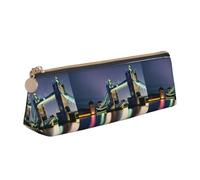 SDFHU Night London Tower Bridge Trousse légère et spacieuse avec fermeture éclair triangulaire pour outils d'écriture, blanc, Taille unique