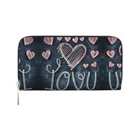 SDFHU Portefeuille tendance avec inscription « I Love You Words with Hearts » - 20 x 9 cm - Cadeau décontracté pour femme, noir, One Size, Art