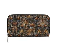 SDFHU Portefeuille tendance pour femme avec imprimé cerf et ours de chasse 20 x 9 cm, noir, One Size, Art