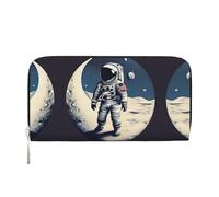 SDFHU Portefeuille tendance pour femme Motif astronaute sur la lune 20 x 9 cm, noir, One Size, Art