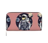 SDFHU Portefeuille tendance pour femme Motif astronaute sur la lune 20 x 9 cm, noir, One Size, Art