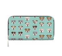 SDFHU Portefeuille tendance pour femme Motif visages de bouledogue anglais 20 x 9 cm, noir, One Size, Art