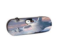 SDFHU Trousse à crayons en cuir avec imprimé pingouin heureux, polyvalente, pour le voyage et le quotidien