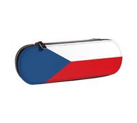 SDFHU Trousse à crayons en cuir avec motif drapeau de la République tchèque - Trousse polyvalente en cuir pour le voyage et le quotidien
