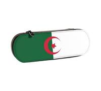 SDFHU Trousse à crayons en cuir avec motif drapeau de l'Algérie - Trousse polyvalente en cuir pour le voyage au quotidien