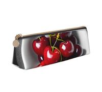 SDFHU Trousse à crayons légère et spacieuse avec fermeture éclair triangulaire de grande capacité pour outils d'écriture Motif cerise fraîche, blanc, Taille unique
