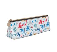 SDFHU Trousse à crayons légère et spacieuse avec motif imprimé hockey Elements - Grande capacité - Triangle - Fermeture éclair - Pour outils d'écriture, blanc, Taille unique