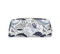 SDFHU Trousse à crayons multifonction avec fermeture éclair et motif de pieuvre tortue et océan