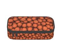 SDFHU Trousse à crayons multifonction avec imprimé basket-ball orange pour fournitures cosmétiques adultes