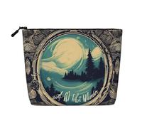 SDFHU Trousse de toilette imprimée « Not All Who Wander Are Lost » pour femme - Trousse de maquillage monocouche - Essentiels de voyage - Fermeture éclair, noir, One Size