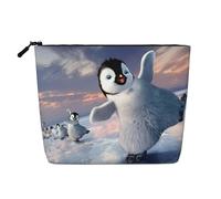 SDFHU Trousse de toilette pour femme avec imprimé pingouin joyeux - Trousse de maquillage monocouche - Essentiels de voyage - Fermeture éclair, noir, One Size