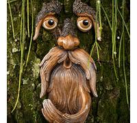 SDFR Mangeoire à oiseaux en forme de visage d'arbre - Mangeoire à oiseaux en résine - Décoration de jardin - Sculpture d'arbre - Décoration amusante pour l'extérieur 6 x 15 cm/2.4 x 5.9in