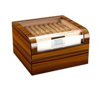 SDFSDE Cave à cigares en Bois de cèdre Espagnol, boîte à cigares avec Dessus en Verre, étui avec hygromètre, humidificateur for Hommes pouvant contenir 70 cigares