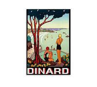 SDFSDF Affiche décorative de voyage rétro Dinard sur toile 50 x 75 cm
