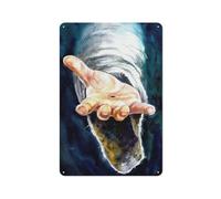 SDFUIJXCV Peinture de Jésus Main de Jésus-Christ Main du Christ Peinture Bible Impression Seigneur Pâques Art religieux Impression Décoration murale Art Métal Affiche Moderne Bar Décorations 30 x 20