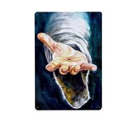 SDFUIJXCV Peinture de Jésus Main de Jésus-Christ Main du Christ Peinture Bible Impression Seigneur Pâques Art religieux Impression Décoration murale Art Métal Affiche Moderne Bar Décorations 30 x 20