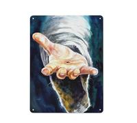 SDFUIJXCV Peinture de Jésus Main de Jésus-Christ Main du Christ Peinture Bible Impression Seigneur Pâques Art religieux Impression Décoration murale Art Métal Affiche Moderne Bar Décorations 40 x 30