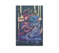 SDFUIJXCV Poster mural décoratif sur toile représentant une femme elfe et son esprit loup - 30 x 45 cm