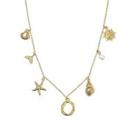 SDFWGG Collier Coquillage Femme Etoile de Mer Coquillages Pendentif Lettre | Collier Pendentif Etoile de Mer Coquillage Bijou Plage Style Boheme pour Femme