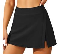 SDFWGG Jupe de Bain Femme Taille Haute Jupette Élégante avec Short Intégré Bas de Maillot de Bain pour Plage Piscine Été ou Sport (Noir L)