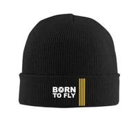 SDFXCDR Chaleur hivernale, Custom Born to Fly Flight Flight Bonnet Bonnet Cool Knit Chapeaux Unisex Aviation Airplane Aviator Hiver Warm Skullies Bonnets