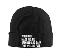 SDFXCDR Chaleur hivernale, Quand Dieu m’a Fait, Il a souri et a Dit Ça va être Amusant Bonnets Bonnet Hommes Femmes Kpop Chapeau Chaud d’Hiver