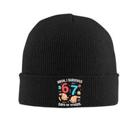 SDFXCDR Chapeau Chaud d’Hiver, mec J’AI survécu 67 Jours d’école Drôle Six Bonnets à Sept Mains Casquets Bonnets Unisex Maillot d’extérieur Hiver Automne Hiver