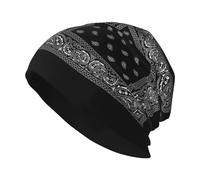 SDFXCDR Chaud en Hiver Coloré Paisley Noir Bandana Bordure Écharpe Blanc Bonnet Chapeau Chaud Bonnet Cap Unisexe en Tricot Chapeaux Couvre-Chefs Crânes Bonnets