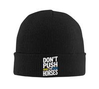 SDFXCDR Chaud en Hiver Don’t Push The Horses Sarcastic Drôle Chapeaux Automne Hiver Skullies Bonnets Nouveau Cap Unisexe Acrylique Tricoté Caps