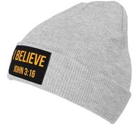 SDFXCDR Chaud en Hiver Je Crois 3 16 Christian Bonnet Chapeau Hommes Casquette Femmes Hiver Chaud Chapeau Chapeaux Tricotés Slouchy Extensible Cap Noir