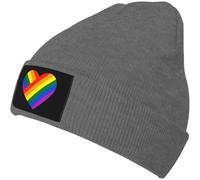 SDFXCDR Chaud en Hiver LGBT Arc-en-Ciel et Transgenre Fierté Drapeau Coeur Hommes/Femmes Bonnet Chapeau D’Hiver Chapeaux en Tricot Chaud Stretch Doux