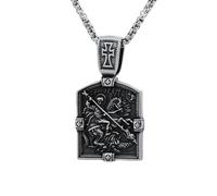 SDFXCDR Collier chaîne pour Homme Punk Rock 2024 Nouveau Vintage Largon Dragon Slayer St George Pendentif Collier Biker HipHope Croix Bijoux Enseignants Cadeaux