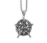 SDFXCDR Collier chaîne pour hommes Personnalité de la mode européenne et américaine Domineering Rock Skull Pentagram Collier Hommes Et Femmes Street Hip-Hop Punk Pendentif Tr enseignants cadeaux
