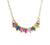 SDFXCDR Collier Homme À la Mode Micro incrusté Alien Pierre Coloré Arc-en-Ciel Collier Classique Personnalisé Fille Cadeau