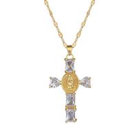 SDFXCDR Collier Homme Amour personnalisé Classique Vierge Marie Micropavé Blanc Bijoux Collier Magnifique Chaîne De Clavicule