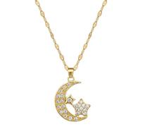 SDFXCDR Collier Homme Collier Classique personnalisé Micro-Embelli étoile et Lune, Cadeau de fête à la Mode pour Les Filles