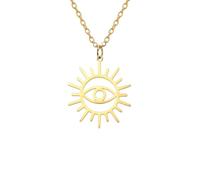 SDFXCDR Collier Homme Collier Pendentif œil de Soleil Collier Pendentif Mauvais œil Femme Style rétro Punk Hip Hop Bijoux Cadeau