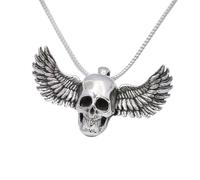 SDFXCDR Collier Homme Grande Taille Ange déchu Ailes crâne Pendentif Collier Personnalité des Hommes Unique Mode Party Bijoux Halloween Cadeau