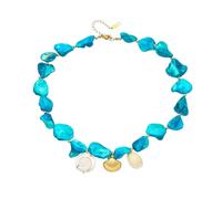 SDFXCDR Collier Homme Pierre Bleue conque mer Coquillage Collier pour Femmes Dame Nouvelle Mode Tendance Cou chaîne Bijoux Cadeau de fête