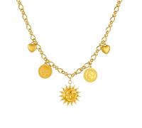 SDFXCDR Collier Homme Portrait Circulaire doré Coeur Soleil Collier Multiple Dame Tendance Clavicule Chaîne Bijoux Cadeau de Noël