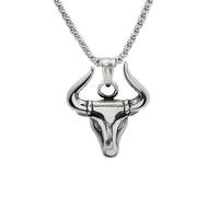 SDFXCDR Collier Homme Vintage Créatif Haut Polonais Tête De Taureau Collier Punk Personnalisé Mâle Animal Pendentif Bijoux Cadeaux en Gros