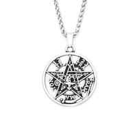 SDFXCDR Collier Homme Vintage Punk Sorcellerie Pentagramme Pendentif pour Hommes Femmes juif hébreu amulette Quatre Mots Bijoux prière Cadeaux