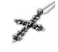 SDFXCDR Collier pour Homme Vintage Homme Croix Crâne Collier Punk Rock Gothique Crâne Pendentif Colliers Mode Bijoux Cadeau Enseignants Cadeaux