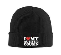 SDFXCDR Winter Warmth,2025 New 1pc I Love My Autistic Cousin Beanie Hats Bonnet Hats Adult Unisex Casual Outdoor Knit Hat Autumn Winter Design Warm So