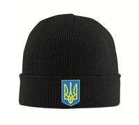 SDFXCDR Winter Warmth,Custom Coat of Arms Ukraine Flag Beanie Cap Unisex Winter Warm Bonnet Homme Knitted Hat Ukrainian Emblem Skullies Beanies Hats