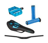 SDG Kit Junior Pro (Selle, Guidon, Grips, pédales, entretoise) - Bleu Cyan Kit Junior Pro (Selle, Guidon, Grips, pédales, entretoise) Bleu Cyan