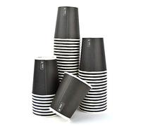 SDG Lot de 100 Gobelets Jetables Verres Noirs 9 oz (266 ml) en Papier Haut 9,5 x 7,5 cm de Diamètre Idéal pour Boissons Chaudes comme Café, Cappuccino et Tisane